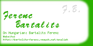 ferenc bartalits business card